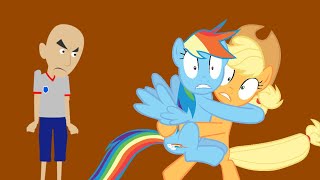 Clic Caillou Gives Rainbow Dash And Applejack Punishment Daygrounded