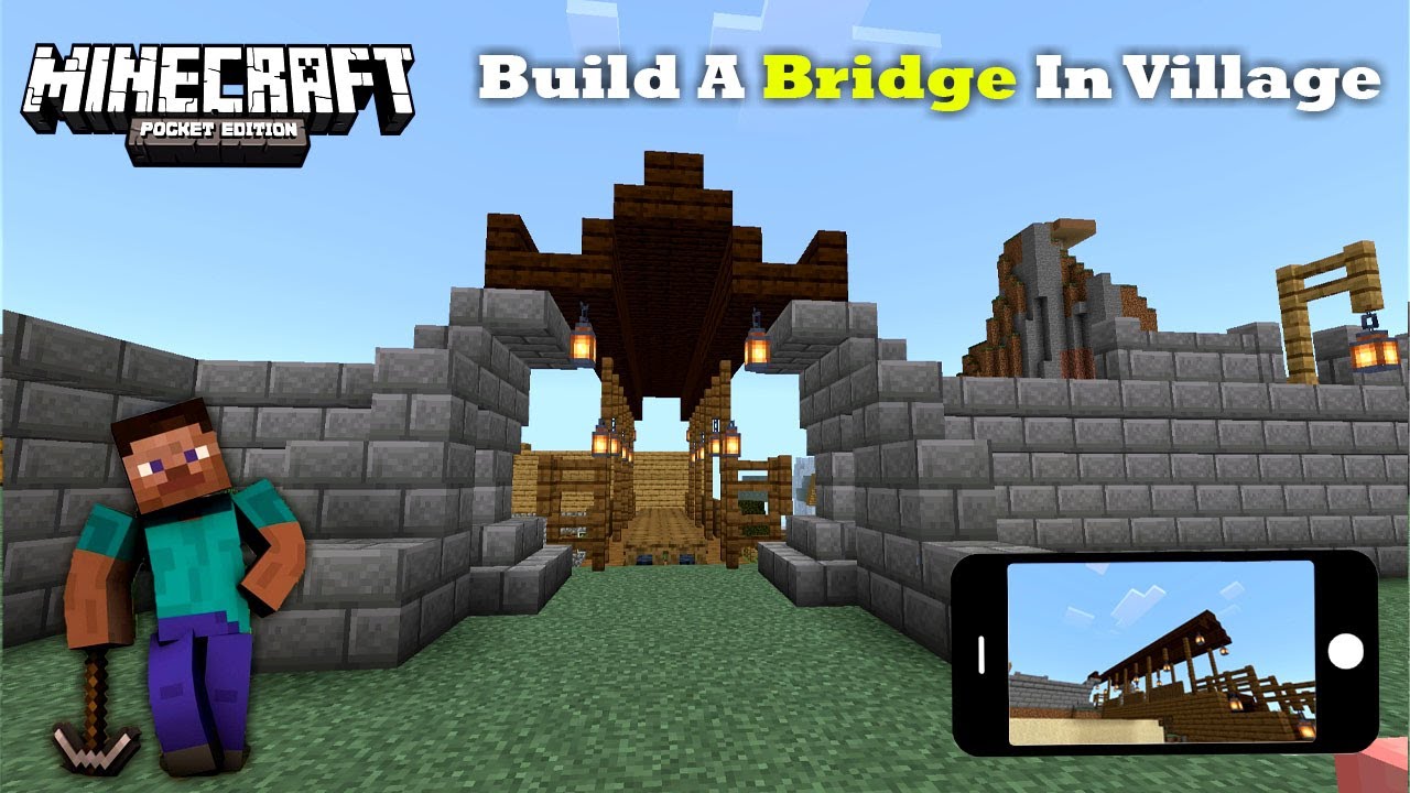 Build A Bridge To Connect Front Village in Minecraft P.E | #32 Part 5
