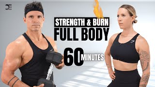 1 Hour Dynamic FULL BODY WORKOUT + WEIGHTS | Serious Sweat Session | DB Strength + Conditioning