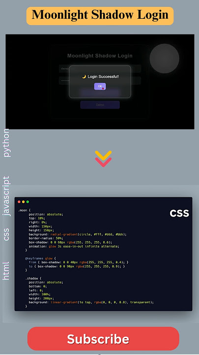 🌙 Next-Level Moonlight Shadow Login Animation 🔥 | HTML CSS JavaScript | #Coding