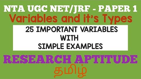 Types of Variables | Research Aptitude |தமிழ்| UGC NET Paper 1 |   #typesofvariablesintamil