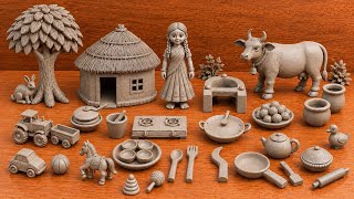 12 Cute kitchen set Diy | Miniature Clay craft | All kitchen set mitti bartan | Clay House making