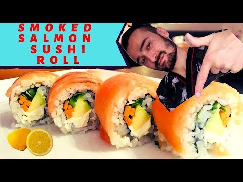 Smoked Salmon Sushi Uramaki Roll | Low Crab Sushi Recipe New 2019 How To Make Sushi Series 8