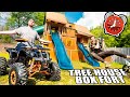 24 Hour 3 Story Box Fort TreeHouse! Zip Line, ATV'S & Gaming RooM