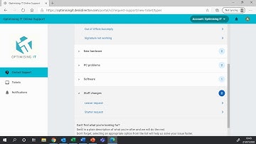 Optimising IT Support Portal User Guide 2: Creating a ticket