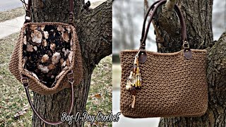 How To Crochet A Bag With Liner /  Chocolate Rose /  Bag O Day Crochet Tutorial