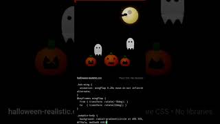 Pure CSS Halloween Animation - No JavaScript! Realistic Night Scene With Ghost & Pumpkin 🎃👻