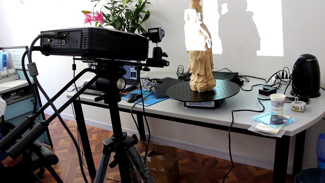 rotating table 3d scanner for furniture industry - YouTube