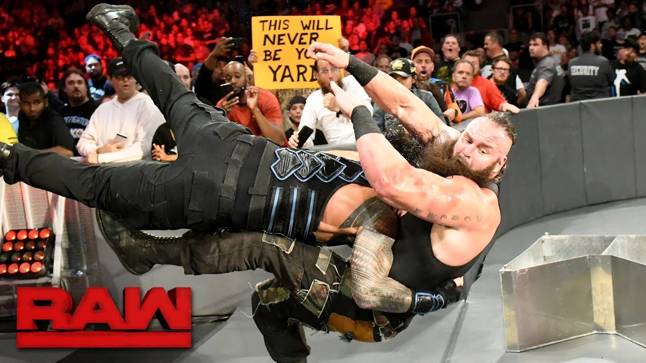 Roman Reigns Vs Braun Strowman Last Man Standing Match Raw