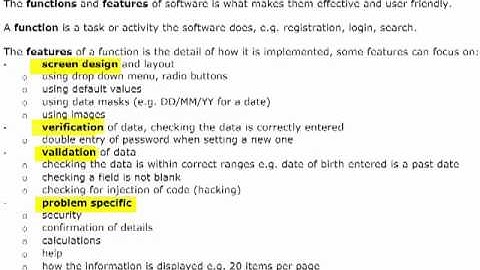 functions and features