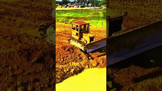 Heavy Machinery in Action  Bulldozer Pushing Soil to Dump Trucks EP082