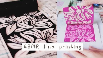 lino printing process - how I made this lily print #ASMR #shorts #printmaking