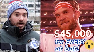 Fans react to Bryce Harper earning $45k every at bat