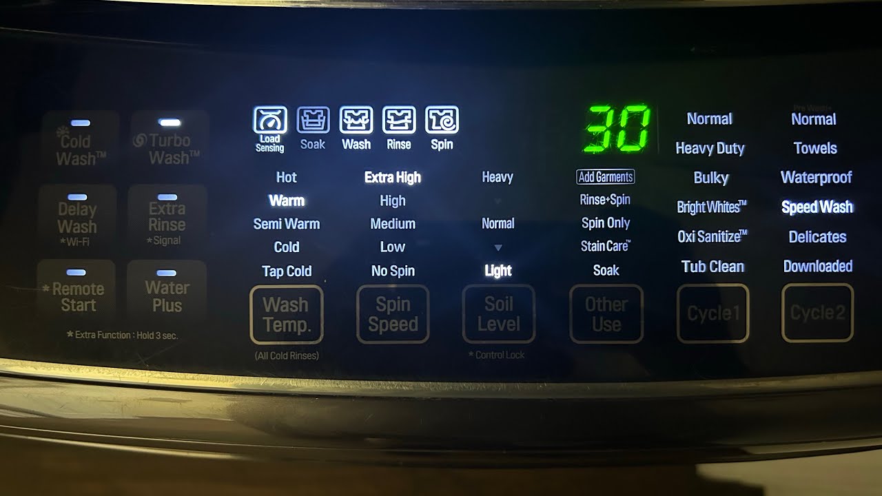 LG Smart Drum top load washer speed wash cycle