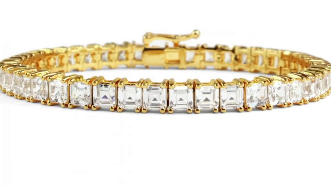 18 KGP Asscher Cut Tennis Bracelet with Double Security Clasp YouTube