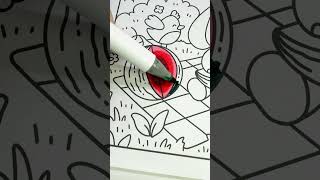 How to color a watermelon with alcohol markers! #minitutorial #coloringtutorial #coloringwithmarkers