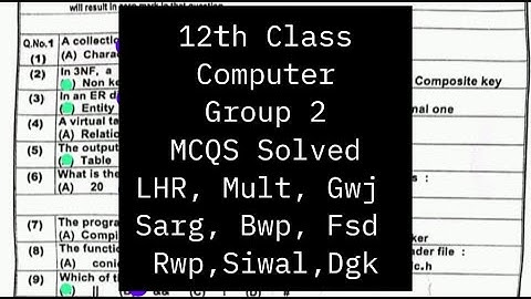 12th class Computer group 2 mcqs solved paper 2025 2nd year Computer paper group 2 12th Computer