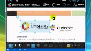 Comparison of textmaker, quickoffice and office suite for android screenshot 4