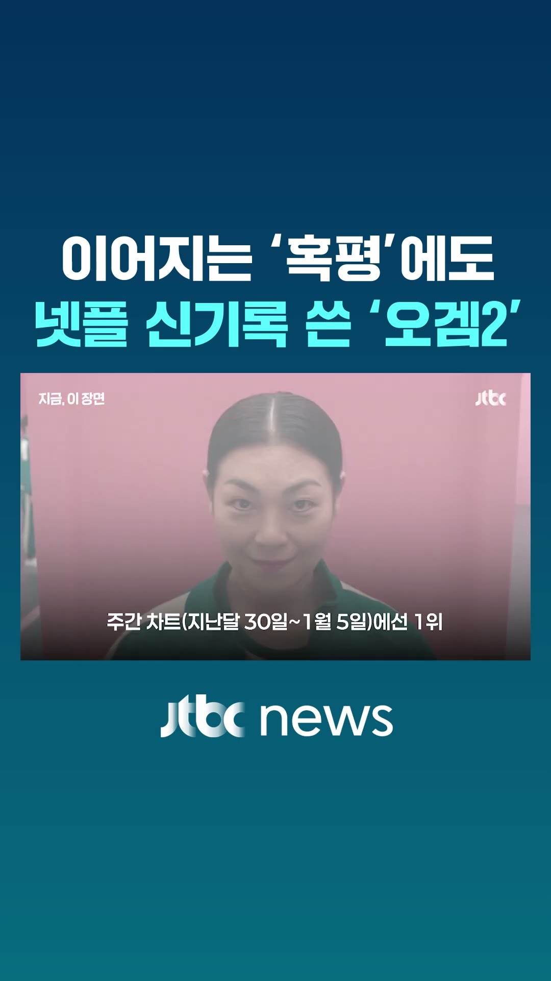 '혹평'에도 신기록 쓴다...넷플 역대 2위 오른 '오겜2' #JTBC #Shorts