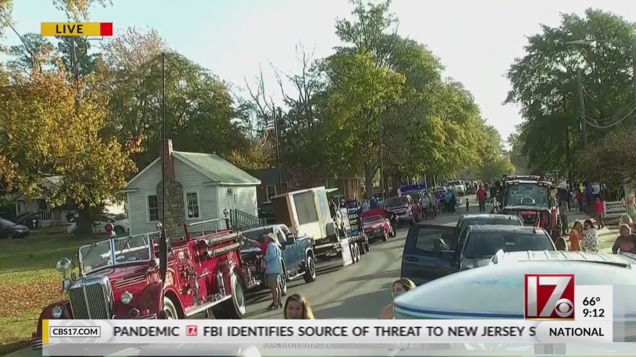 CBS 17's Weather Beast lines up for the Wendell Harvest Festival parade