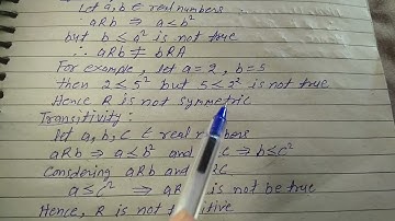 Show that the relation R in the set R of real number, defined as R = {(a,b) : a≤b²} is