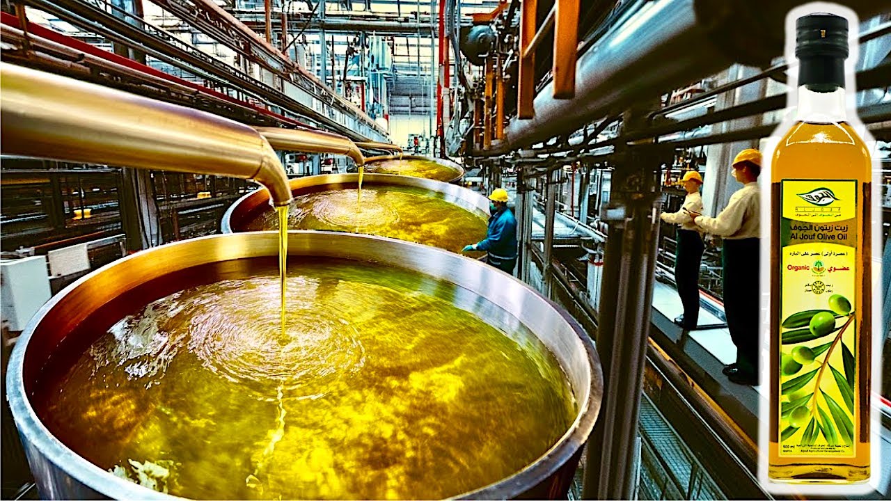 كيف يُصنع زيت الزّيتون الطبيعي في المصنع؟ - طريقة إنتاج زيت الزّيتون في المصانع🛢️🛢️