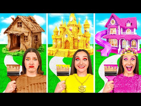 One Colored House Challenge | Rich vs Broke vs Giga Rich