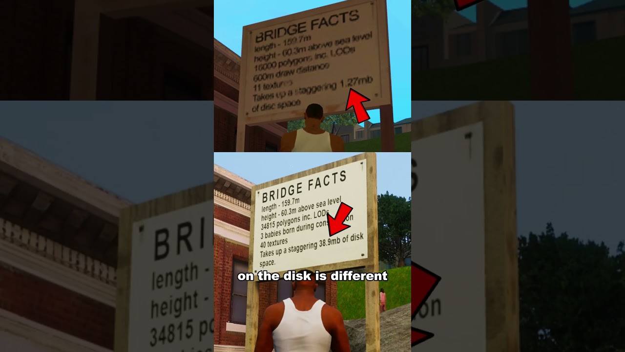 THE SIGN CONTAINING INTERESTING FACTS ABOUT THE BRIDGE IN GTA SAN ANDREAS