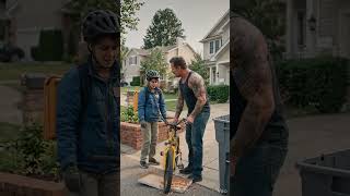 He ruined the pizza, but in return he got a brand new bicycle. #pizza #bycycle