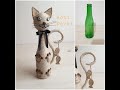 Diy Making Cat with Bottle and Jute Rope, Recyle İdea, Soda Şişesinden Kedi Yapılışı, Oyuncak Kedi