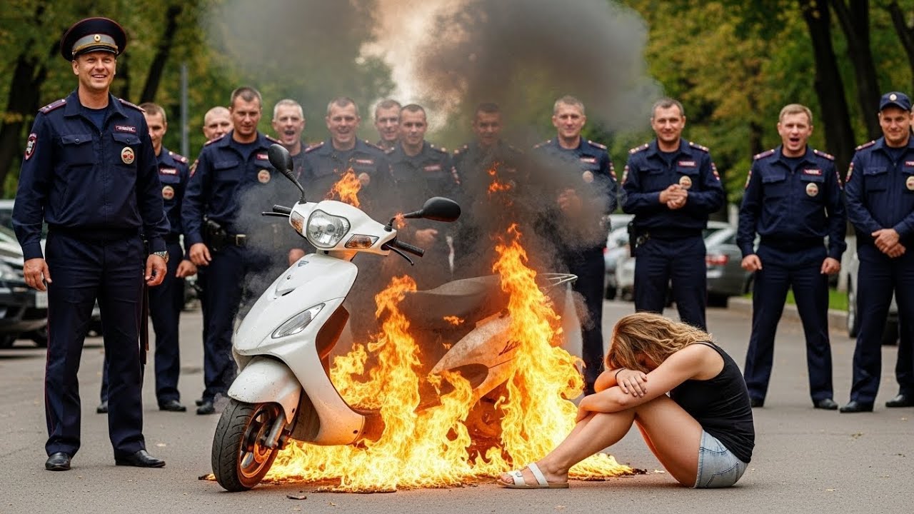 Полицейский сжёг мотоцикл, не зная, что она — дочь генерала, весь участок дрожал!