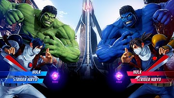 Green Hulk & Strider Hiryu vs Blue Hulk & Strider Hiryu (Very Hard) - Marvel vs Capcom | 4K UHD