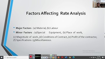 Estimating costing Factors afecting rate analysis