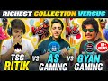 TSG Ritik Vs Gyan Gaming Vs As Gaming 😱|| India’s Richest Collection Versus - Garena Free Fire