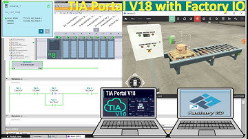 TIA Portal V18 simulation with Factory IO software to control belt conveyor and show counter data