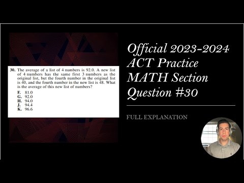 Official ACT Practice Exam Math Question #30 FULL EXPLANATION!