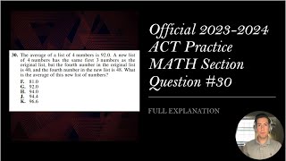 Official ACT Practice Exam Math Question #30 FULL EXPLANATION!