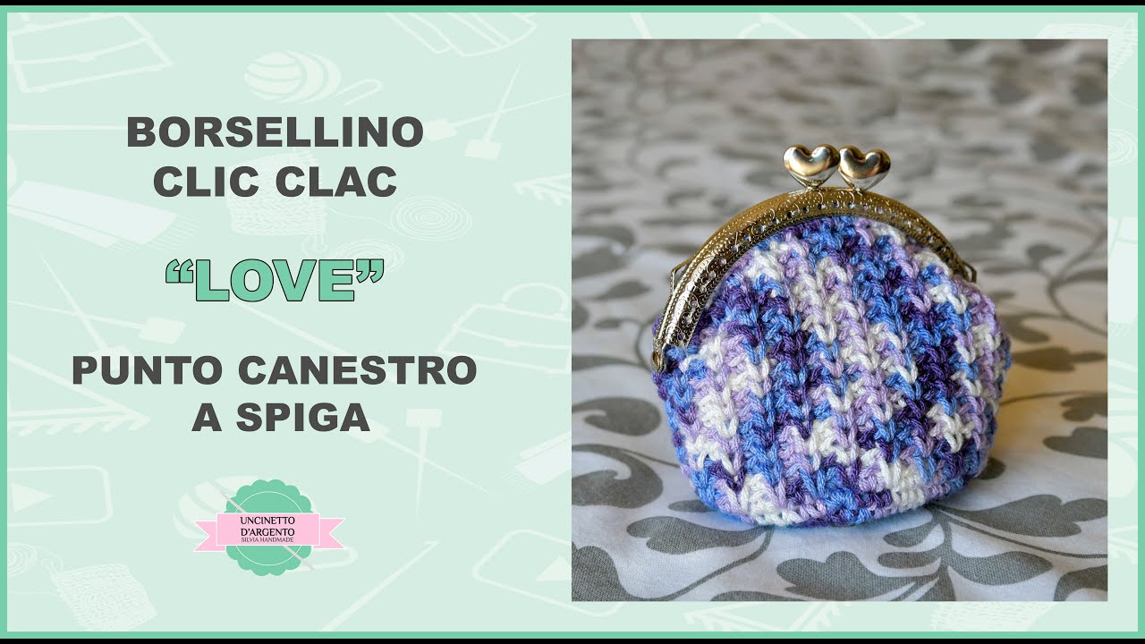 Tutorial borsa clic clac uncinetto Glicine, punto canestro a spiga