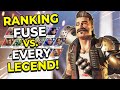 Ranking and Explaining FUSE Vs. Every Legend In Season 8 of Apex Legends! (Season 8 Tier List)