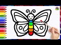 Drawing & Coloring Butterfly | Drawing , Painting & Coloring Tutorial For Kids & Toddlers |Easy Art