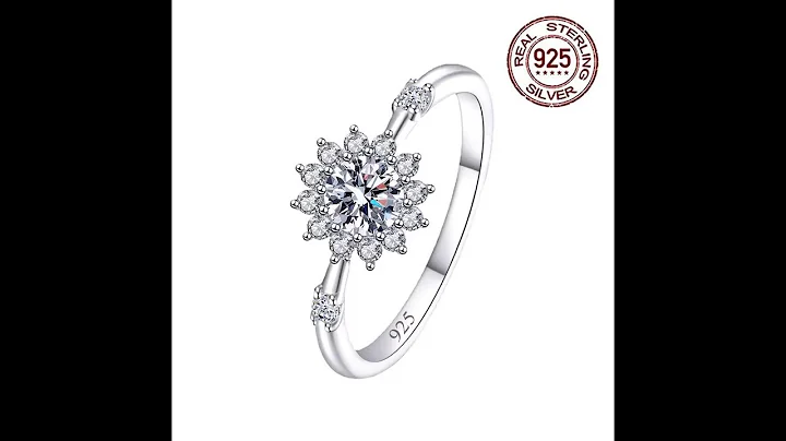 925 Sterling Silver Flower Ring for Women, Cubic Zircon Wedding Engagement
