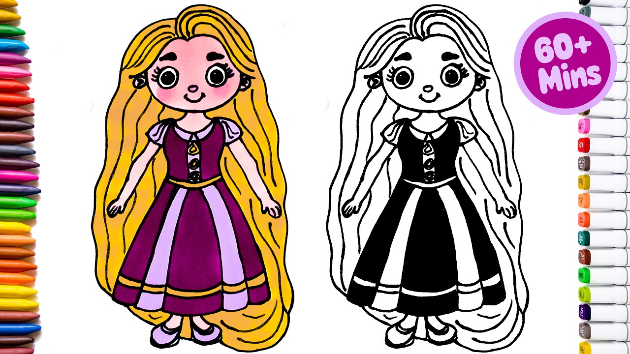 Draw Disney Princess RAPUNZEL from TANGLED 👩‍🦳👑👸 | Step by Step | Easy ...