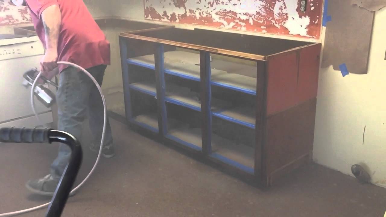 refinishing oak kitchen cabinets in espresso in Muskegon Michigan - YouTube