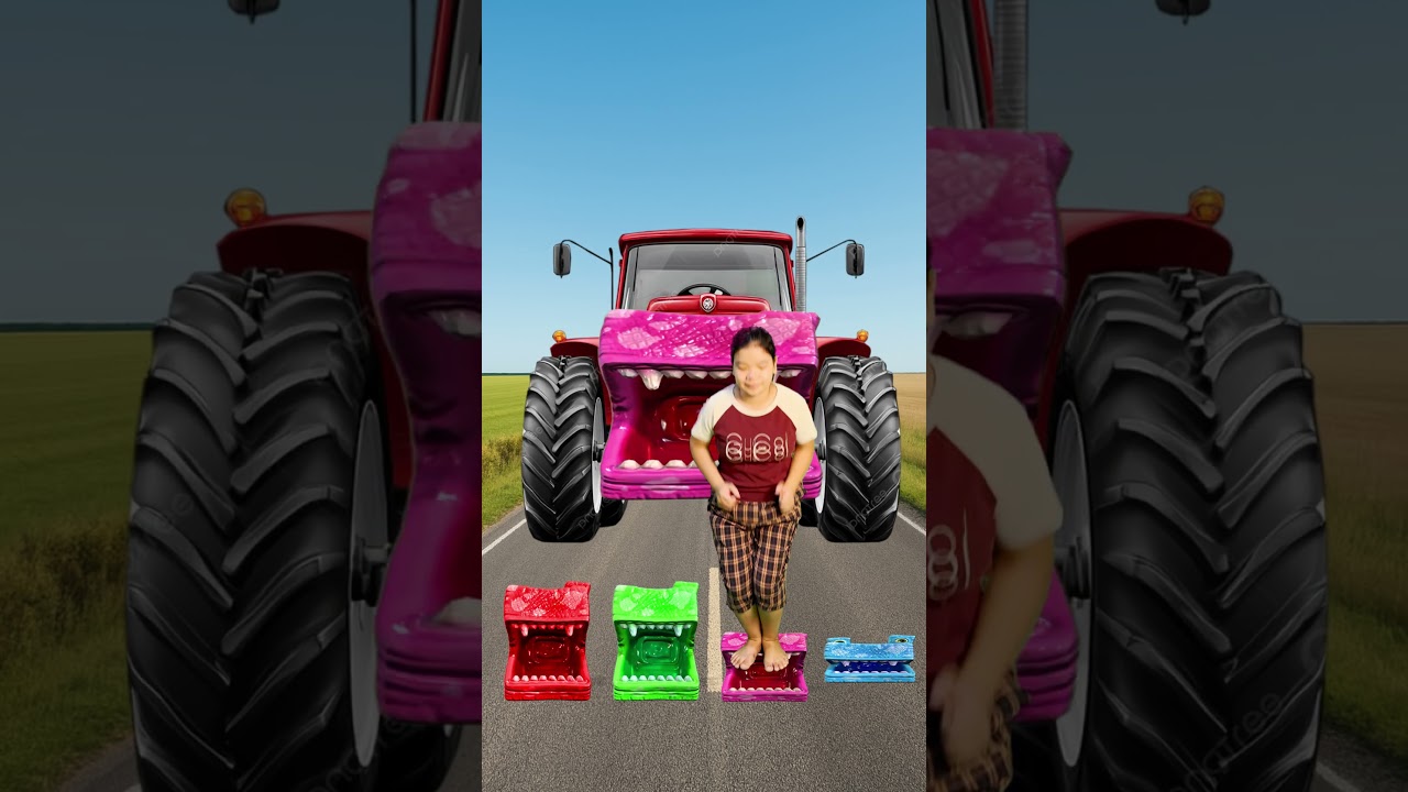 I Jump on pacman to  Roller,  Tractor, Jcb & Snake - Funny vfx magic 🤣