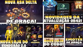 NOVA ASA DELTA E EMOTES DE GRAÇA! LOJA COM BANDEIRÃO 2.0, NOVIDADES DA ATUALIZAÇÃO OB42, CUBO E MAIS