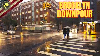 BROOKLYN DOWNPOUR 🌧️ Walking Through a Massive NYC Rainstorm | 4K ASMR