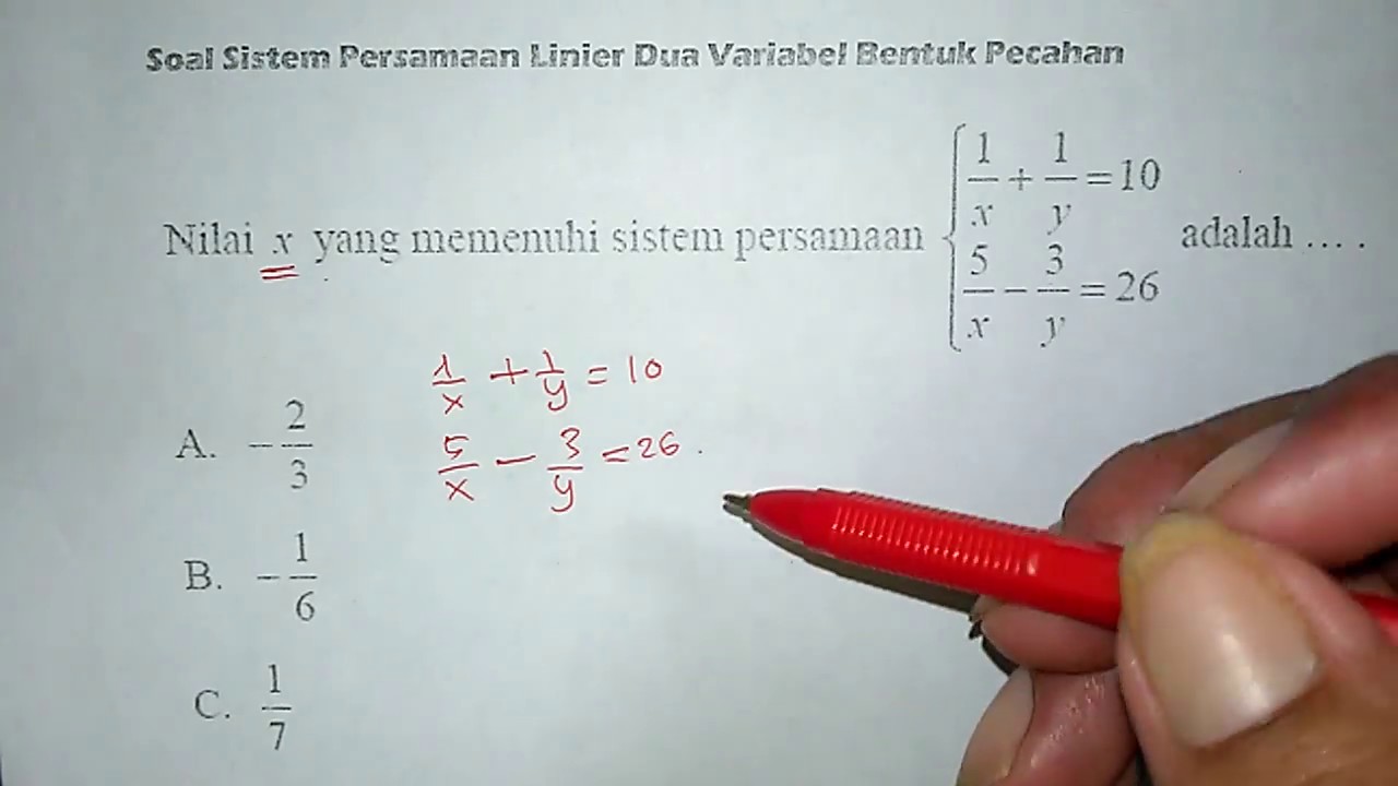 Tutorial Sistem Persamaan Linier Dua Variabel Bentuk Pecahan