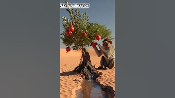 The monkey saved the pomegranate plant from drying up by watering it 😭 #ai #tree #save #watering