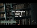 UGC NET English Paper-2; June, 2012 (Literature Quiz)