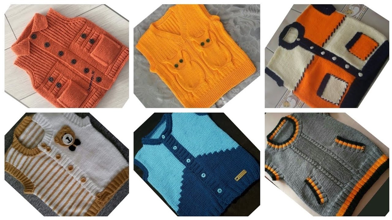 Latest Knitted Half Sweater Design For Baby boy //Two colour half sweater design for baby boy